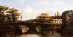 Notter Bridge, Cornwall on the St Germans by William Pitt, 1870, oil on canvas, sold Apr 2015