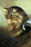 Portrait of a tabby cat by Florence N Street, 1894, oil on board, sold Apr 2015