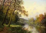 Bords de L'Indre (Automne) by Pierre Ballue, oil on canvas, sold Apr 2015