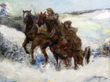 Royal Horse Artillery Gun Team and Limber, France 1917 by Christiane Brix Klitgaard-May, 1917, oil on canvas, sold Apr 2015