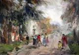 Figures in parks by Francesco di Marino, oil, sold Apr 2015