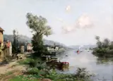 Mai, au bord de la Seine by Maurice Levis, oil on canvas, sold Apr 2015