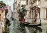 Gondola on a Venetian backwater by Angelo Brombo, oil on canvas, sold Apr 2015