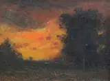 Sunset by Franklin DeHaven, oil on wood, sold Apr 2015