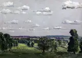 Meadows below Monkton, Farleigh, July 1948 by Paul Ayshford Methuen, 4th Baron Methuen, oil on board, sold Apr 2015