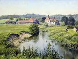 A Sussex farmhouse near the River Arun by Mervyn Goode, oil on canvas, sold Apr 2015