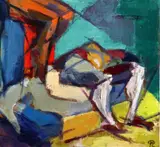 Abstract figure study,monogrammed,9.75 x 10.25in by Pamina Liebert Mahrenholtz, oil on board, sold Apr 2015