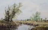 Fishing by Alwyn Crawshaw, oil on canvas, sold Apr 2015