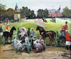 Le Concours Hippique by Marcel Dyf, oil on canvas, sold Apr 2015