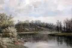 On The Severn below Bewdley,monogrammed and dated 1897,14 x 21in by William Pitt, 1897, watercolour, sold Apr 2015