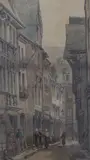 2 watercolours, Thatched cottages and Street scene, one monogrammed and dated 1893, largest 13.5 x 8in by William Pitt, 1893, watercolor, offered Apr 2015