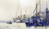 Shipping in the pool of London by Charles Dixon, watercolour, sold Apr 2015