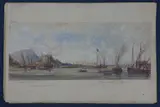 s sketches of voyages in the 1850's including Attack on the Forts at Fatshan, China in 1857,inscribed and dated,Largest 7.25 x 18in by Commander J.Corbett, watercolor, sold Apr 2015