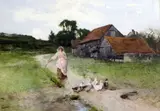 Feeding the ducks by Carlton Alfred Smith, watercolour, sold Apr 2015