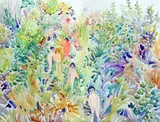 Nudes in the bushes,studio stamp verso,22 x 30in by Fred Yates, watercolour, sold Apr 2015