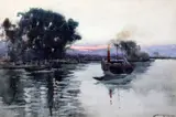 On the Thames at Isleworth by William Lee Hankey, watercolour, sold Apr 2015