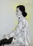 Portrait of a seated lady by Henry Bird, pastel and watercolour, sold Apr 2015