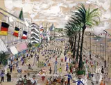 Carnival parade along the esplanade by John Paddy Carstairs, gouache on paper, sold Apr 2015