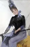 Portrait of a seated lady holding a parasol by Max Levis, pastel, sold Apr 2015