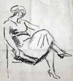 5 drawings,Seated woman and other figure studies,one with Atelier stamp,largest 8 x 7in., unframed by Jean Marchand, drawing, sold Apr 2015