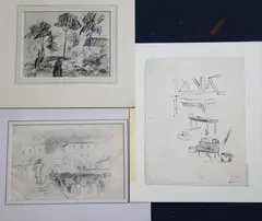 3 drawings by Jean Marchand, pencil, sold Apr 2015