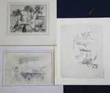 3 drawings by Jean Marchand, pencil, sold Apr 2015