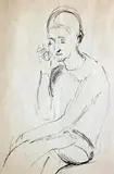 5 drawings,Figure studies including a woman reading in bed,largest 12 x 9in by Jean Marchand, drawing, sold Apr 2015