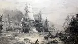 Trafalgar, 21 October 1805,publ by William Lionel Wyllie, etching, sold Apr 2015