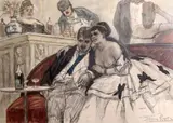 Le Gandin Ivre by Félicien Rops, etching, sold Apr 2015