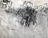 Band in a French village by Anthony Gross, etching, sold Apr 2015