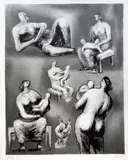 Reclining Figure and Mother and Child Studiessigned in pencil, 63/75, CCA Certificate verso,16 x 13in by Henry Moore, lithograph, sold Apr 2015