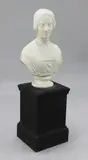 A carved white marble bust of a maiden, inscribed L by Lawrence Macdonald, sculpture, sold Apr 2015