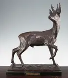On rectangular marble by Fritz Diller, bronze, sold Apr 2015
