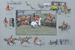 'A Point To Point.' (rare early version with yellow Rolls Royce) by 'Snaffles' Charlie Johnson Payne, Circa 1911, sold Nov 2011