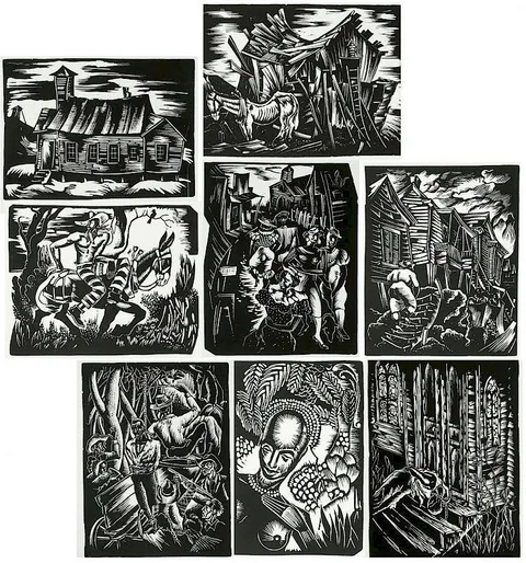 Selections from the Atlanta Period by Hale Woodruff, circa 1931-1946, portfolio of 8 linocuts on Lana paper, sold May 2017