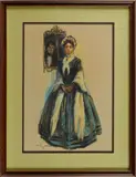 illustration of a woman by Hermann Carl Wall, pastel, sold Jun 2014