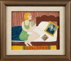naïve interior by William Doriani, oil on board, sold Jun 2014