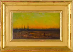 sunset landscape by Milne Ramsey, oil on board, sold Jun 2014