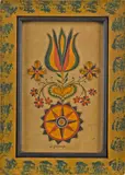 fraktur drawing of a tulip by David Y. Ellinger, watercolor, sold Apr 2014