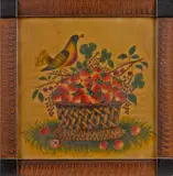 theorem of a basket of strawberries by David Y. Ellinger, oil on velvet, sold Apr 2014