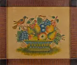 theorem of a basket of fruit by David Y. Ellinger, oil on velvet, sold Apr 2014