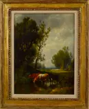 landscape with cows by William Howard Hart, oil on canvas, sold Apr 2014