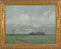 landscape with a farmhouse by Henry Bailey Snell, oil on canvas, sold Apr 2014