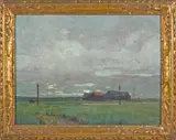 landscape with a farmhouse by Henry Bailey Snell, oil on canvas, sold Apr 2014