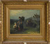 landscape with figures harvesting by Jan Jac Matthys Demschroeder, oil on canvas, sold Apr 2014