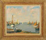 harbor scene by Paul Émile Lecomte, oil on canvas, sold Apr 2014