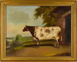 of a prize heifer by E. Hutchinson, oil on canvas, sold Apr 2014