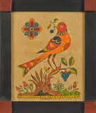 fraktur of a distilfink by David Y. Ellinger, watercolor, sold Apr 2014