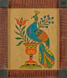 fraktur of a peacock by David Y. Ellinger, watercolor, sold Apr 2014