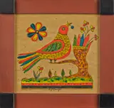 fraktur of a distilfink by David Y. Ellinger, watercolor, sold Apr 2014